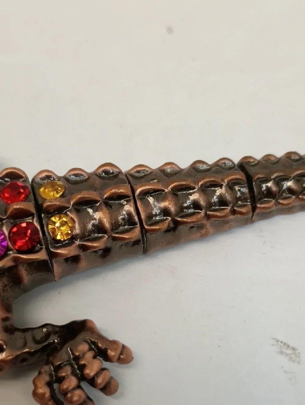 Oversized Crocodile Rhinestone Brooch Multicolor Statement Jewelry Size 7